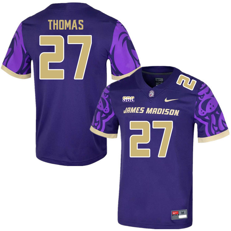 Men-Youth #27 Jacob Thomas James Madison Dukes College Football Jerseys Stitched Sale-Purple